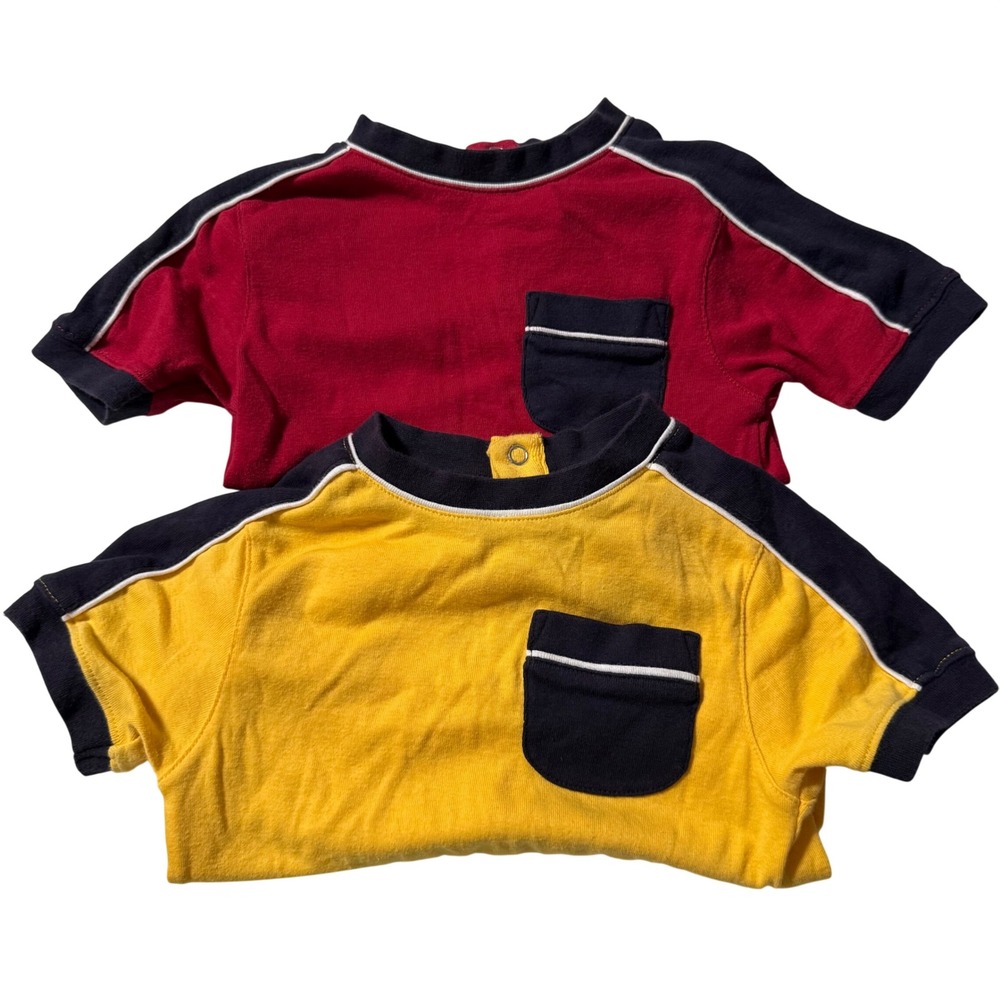 Vintage Y2K Gymboree boys ColorBlock onesie set cotton T Shirt 3T summer red